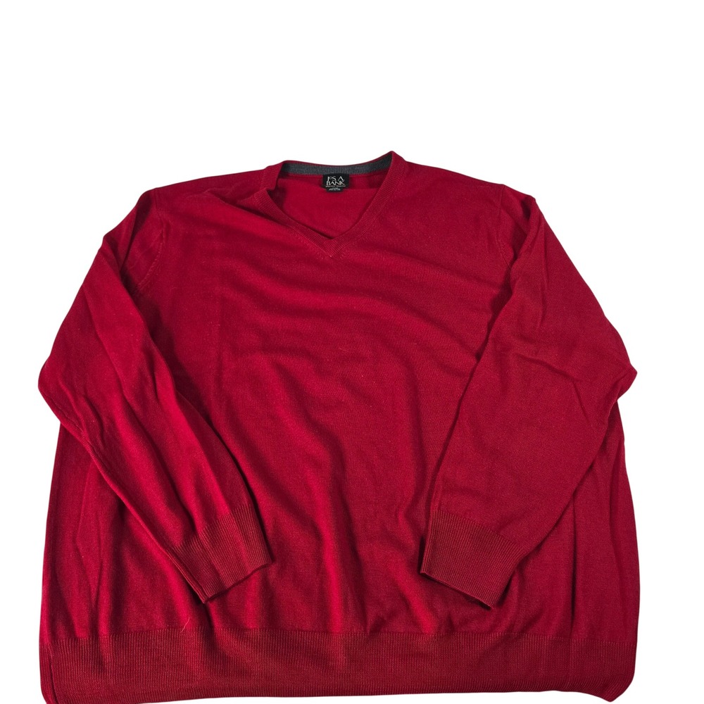 Jos A Bank Signature Collection Red Italian Merino Wool V-Neck Sweater 3XB Mens